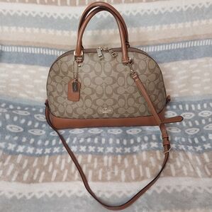 Coach Sierra Satchel In Signature Canvas-F27584-Khaki/Saddle  Gently Used